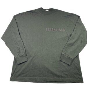 Essentials Mens XL Brown Fear Of God Long Sleeve Shirt Big Logo Spellout
